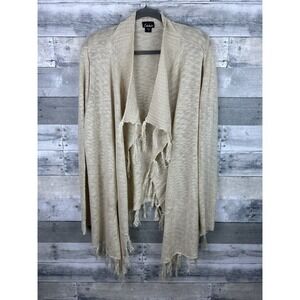 Simply Emma Womens Size 3X Beige Long Sleeve Open Front Cardigan Sweater